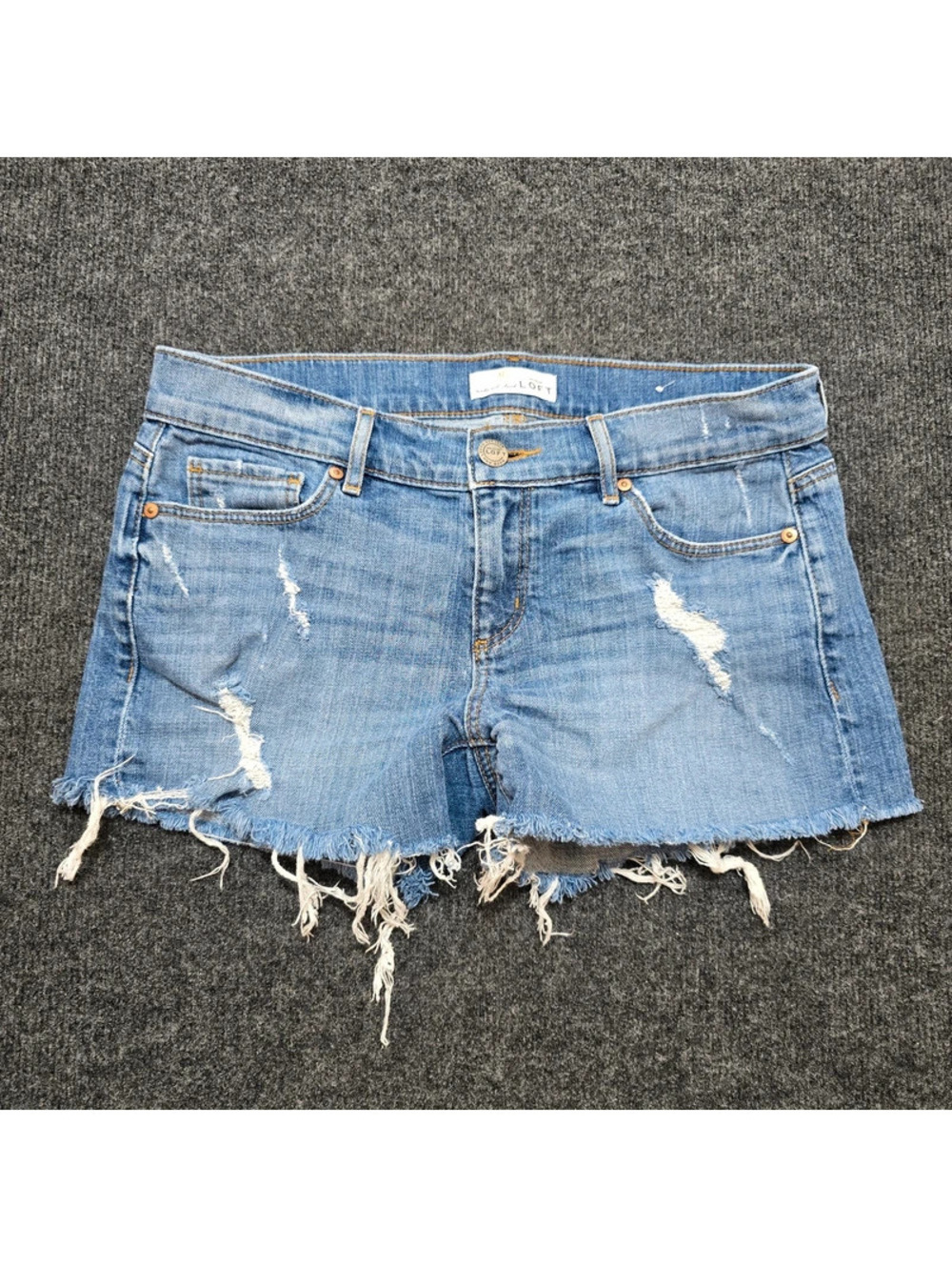 LOFT Ann Taylor Denim Cutoff Shorts Womens 27 Medium Wash Distressed Frayed